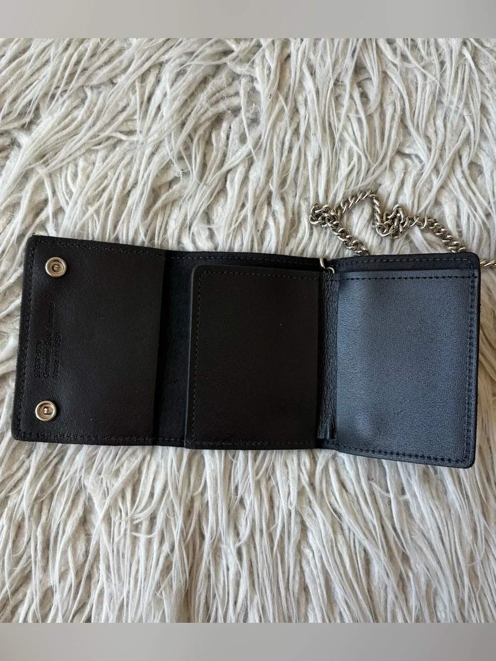 Harley Davidson Vintage 90s USA V-Twin Bar Shield Tri-Fold Leather Chain Wallet